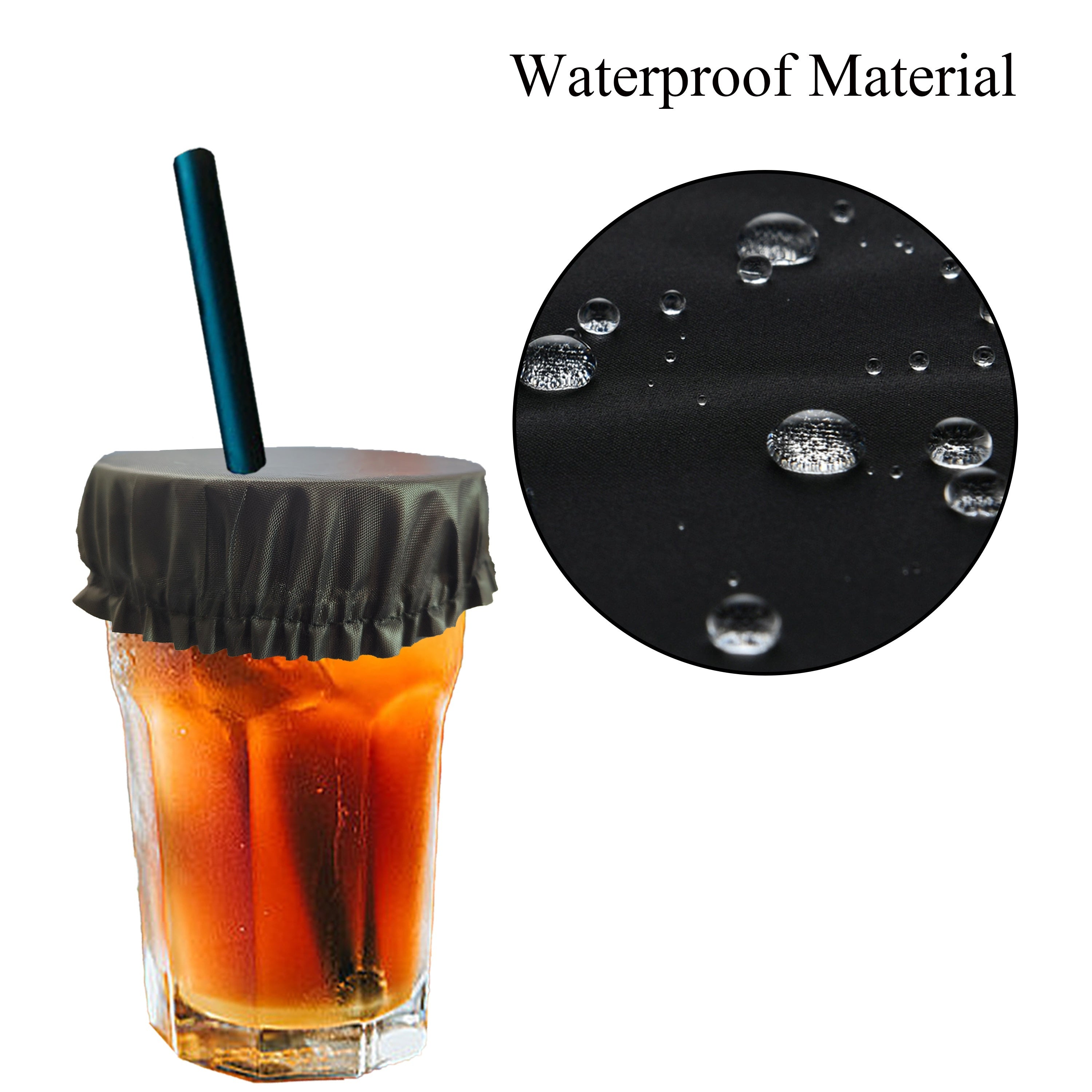 Set of 18 Drink Covers Waterproof Reusable Cup Protectors with Straw Hole