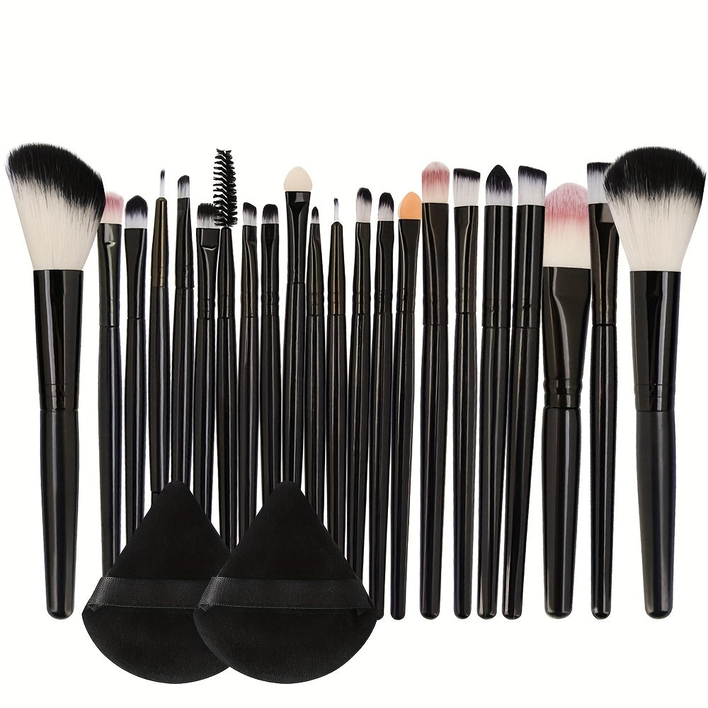 22pcs Makeup Brush Set with 2 Triangle Puffs, Professional Multi-Functional Cosmetic Brushes