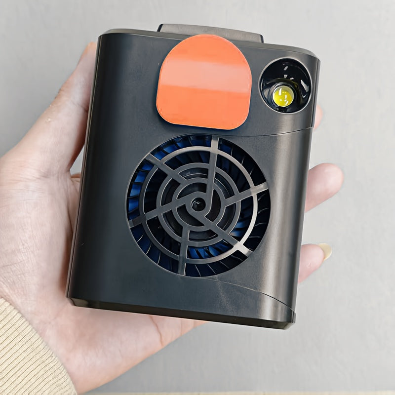 Orange Portable Wearable Neck Fan with Clip-On Design, Long Battery Life, Adjustable Speed