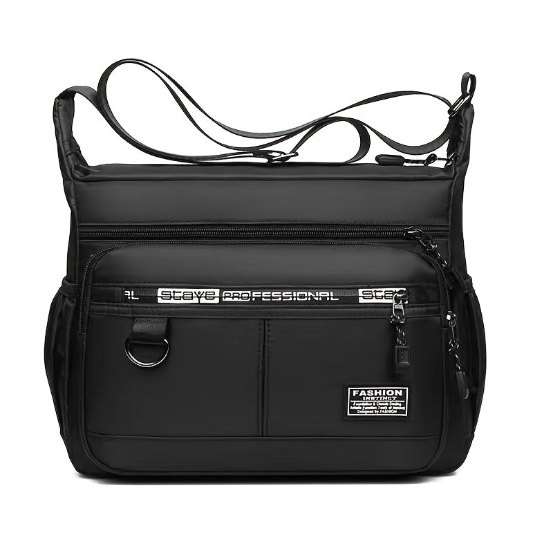 Men's Casual Nylon Shoulder Bag Waterproof Wear-Resistant Large Capacity Multi-Pocket Adjustable Strap