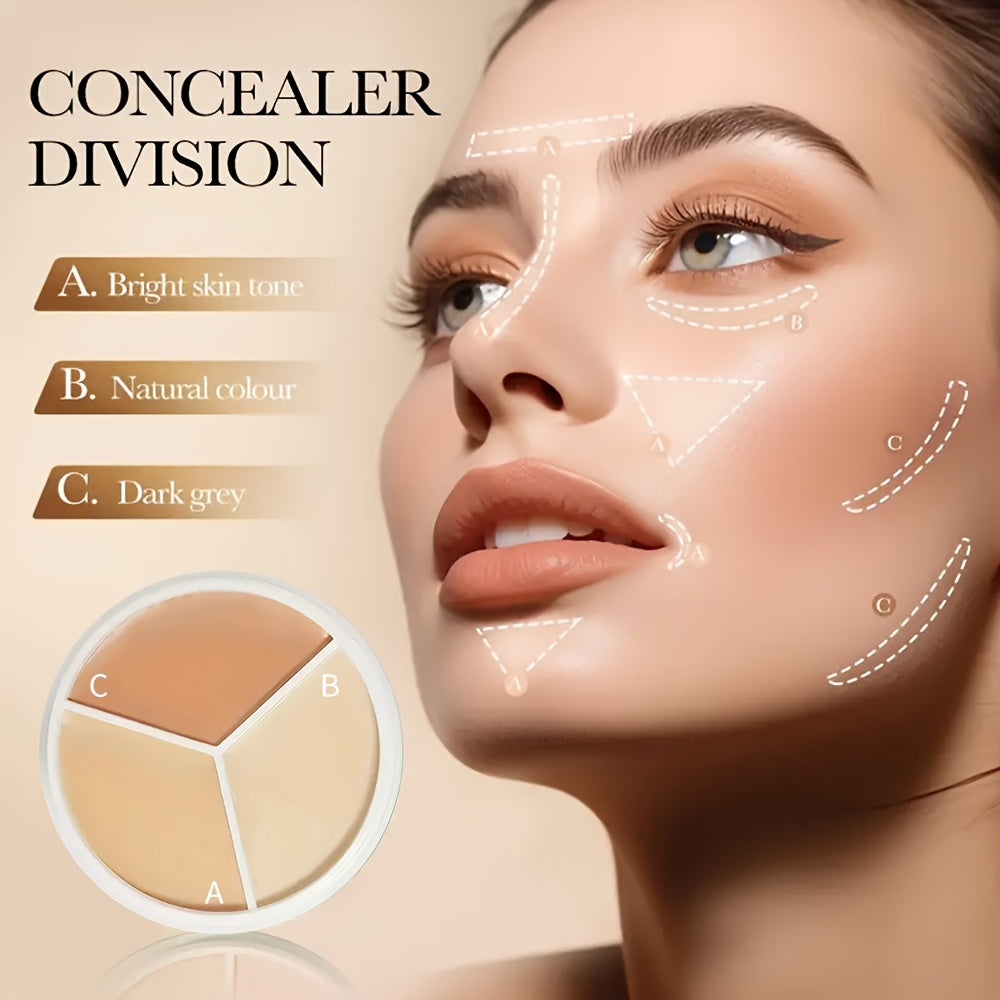 Women Concealer Palette 3-Color Cream Waterproof Long-Lasting
