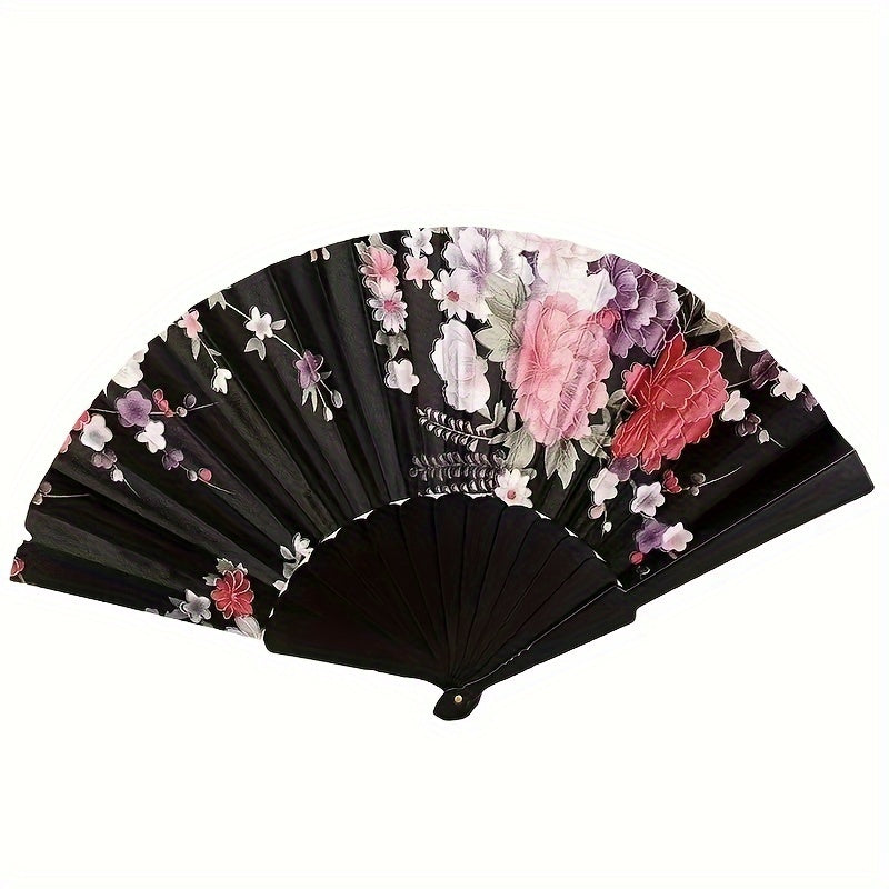 Silk Fabric Foldable Fan for Women Dancing Gifting Square Dancing Antique Fan