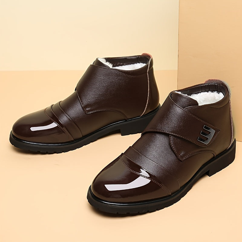 Men's Winter Fleece-Lined Casual Shoes Rubber Sole Solid Color Outdoor