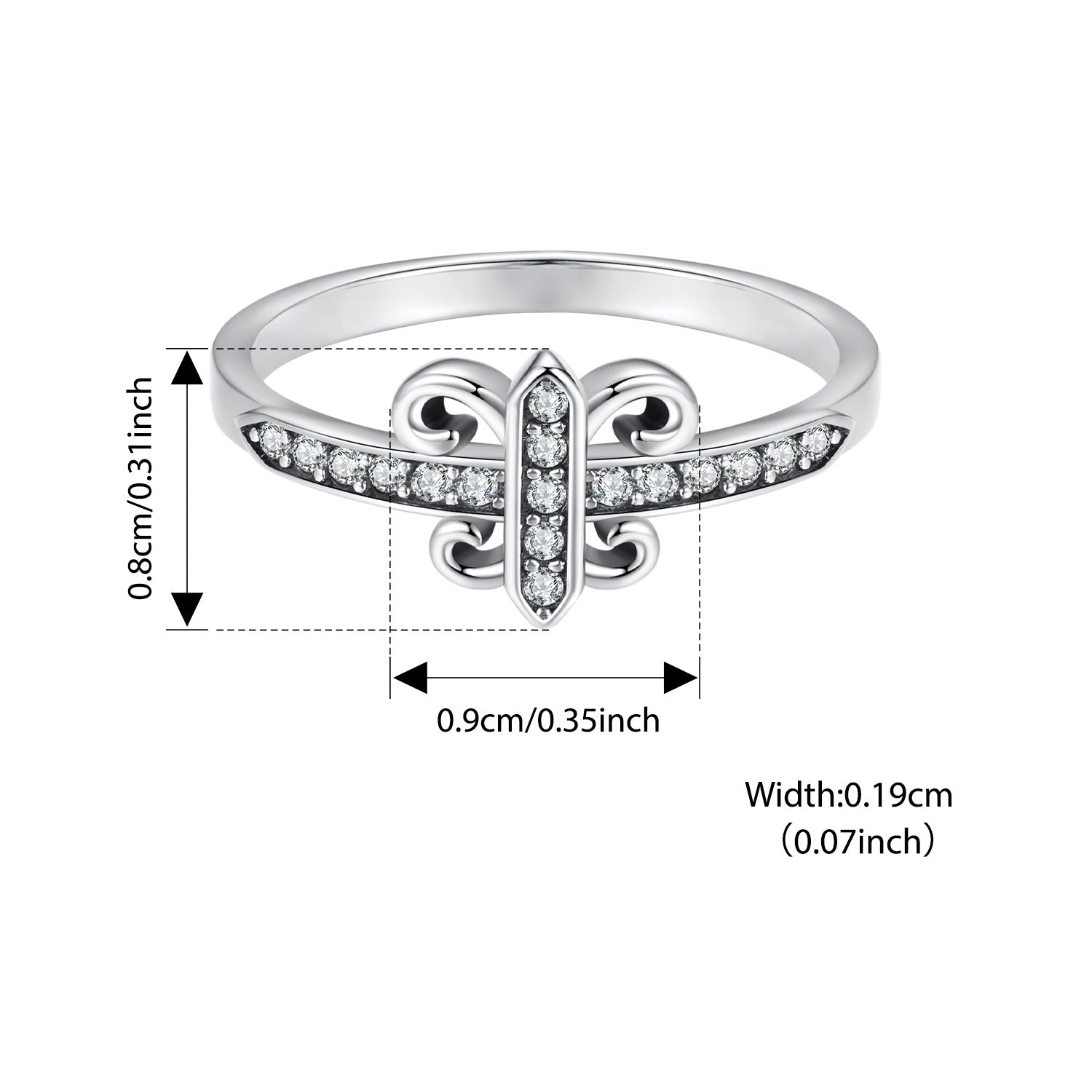 925 Sterling Silver Vintage Iris Flower Ring, Cubic Zirconia bilan bezatilgan, Musiqa festivallari va partiyalar uchun ideal, 2.8g og'irlikda yengil, Kundalik kiyish uchun mos