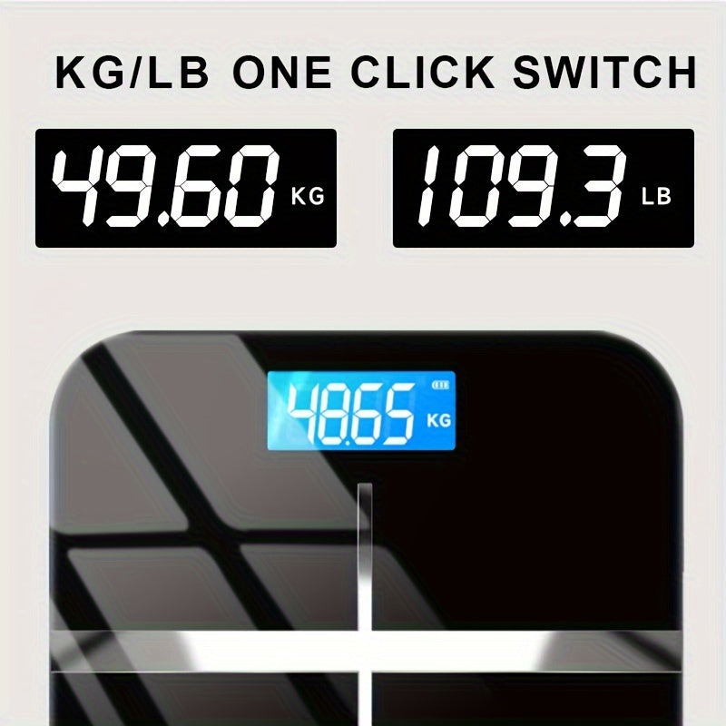 Black Digital Bathroom Scale 183.7 KG Capacity LCD Display Sleek Design