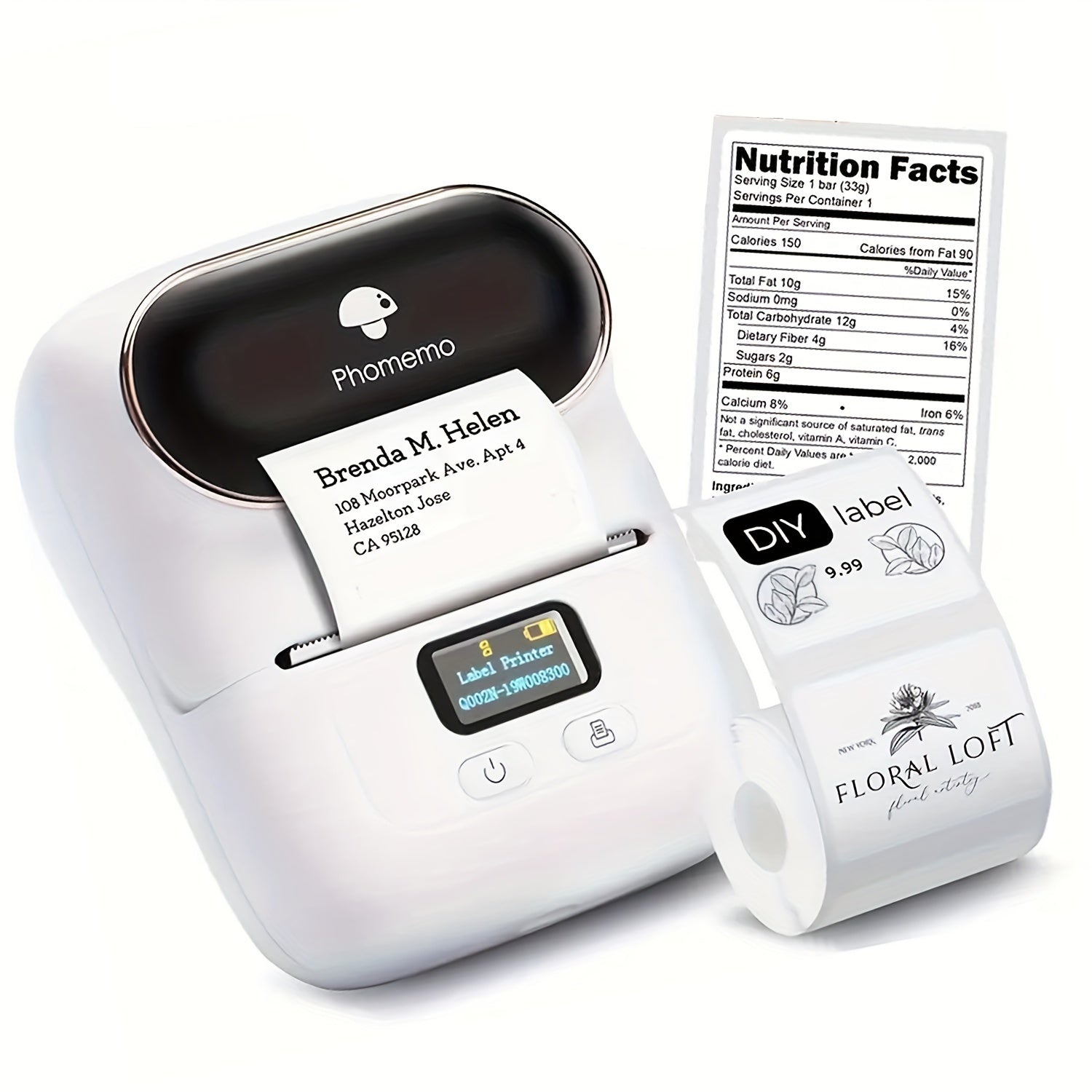 Impresora térmica portátil para etiquetas de código de barras, joyería, ropa y envío 20-50mm