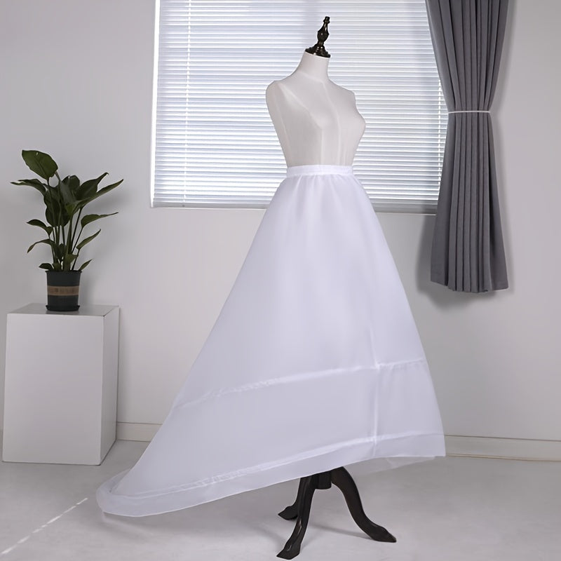 Women's Wedding Dress with Adjustable Steel Elastic Waist and Trailing Skirt Bustle