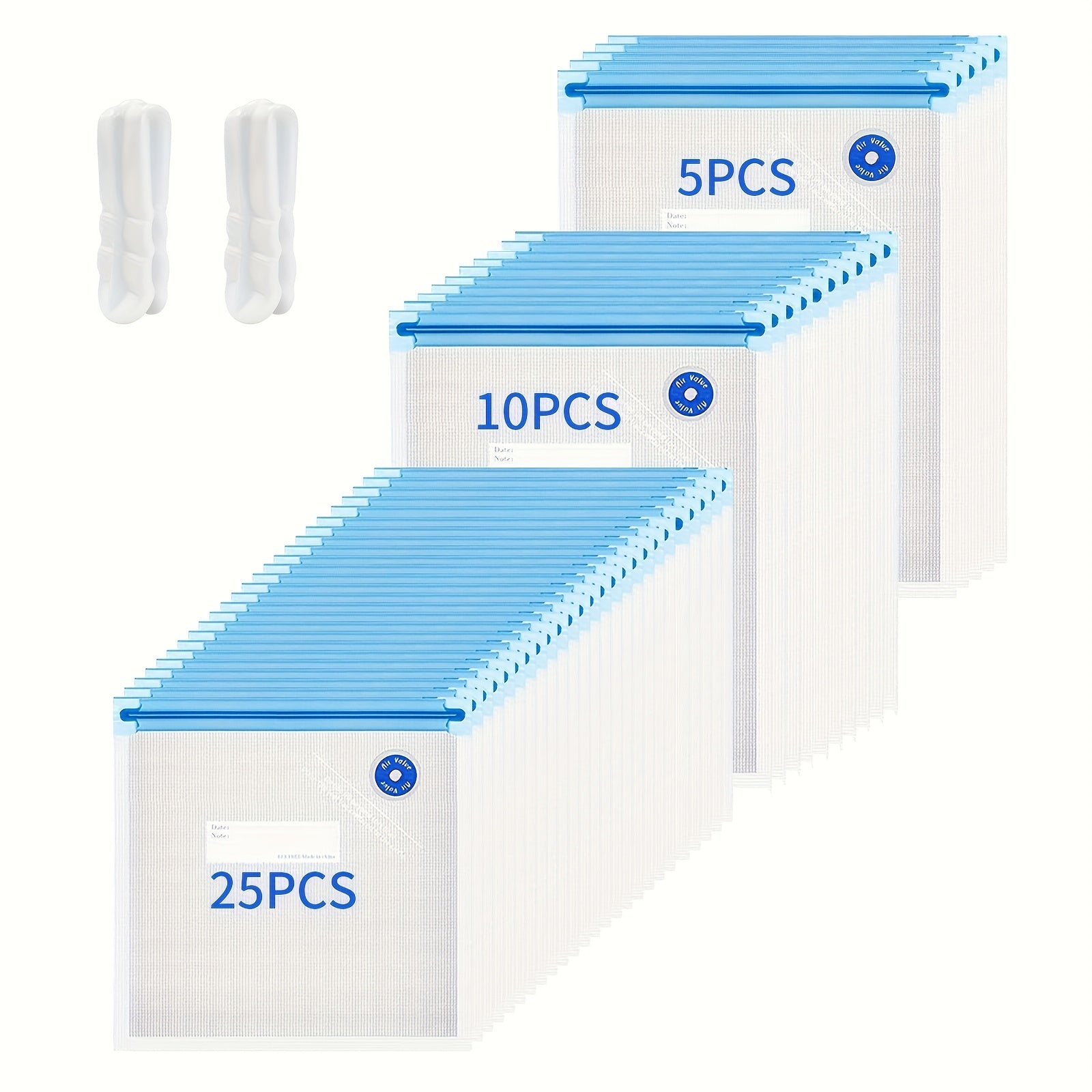 42pcs Reusable Vacuum Food Storage Bags with Airtight Seal and Silicone Strips