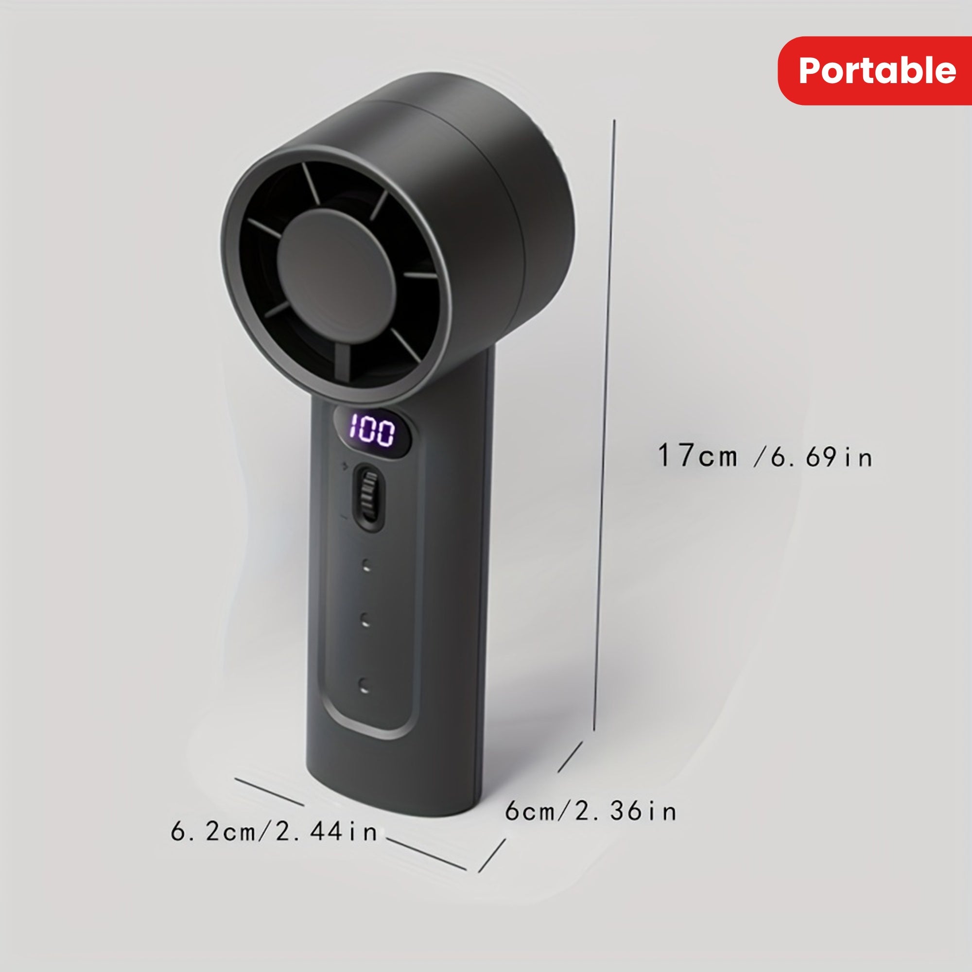 USB Rechargeable Handheld Fan Portable Mini Fan with 100 Speed Settings and LED Display