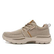 Mocasines de lona transpirable para hombre, zapatillas casuales de punta redonda, beige, primavera, verano, otoño