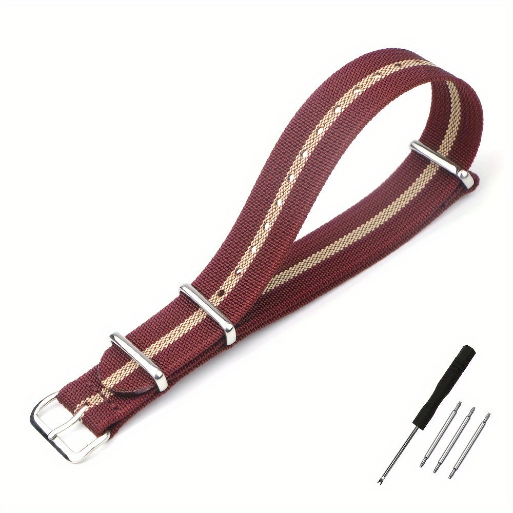 Ribbed Nylon Watch Strap 18mm 20mm 22mm Braid Ballistic Fabric Watch Band