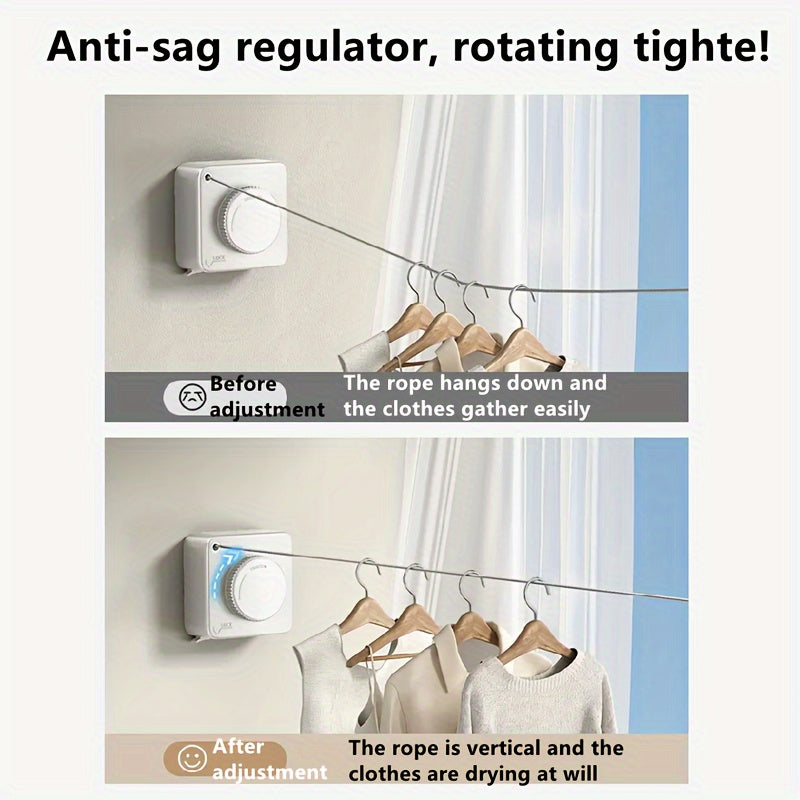 Идеальное решение для нужд сушки в помещении, этот прочный выдвижной катушечный шнур для одежды из нержавеющей стали 304 имеет длину 4,25 метра. Идеален для арендуемых комнат или балконов, он прекрасно подходит для развешивания полотенец, одеял и белья.