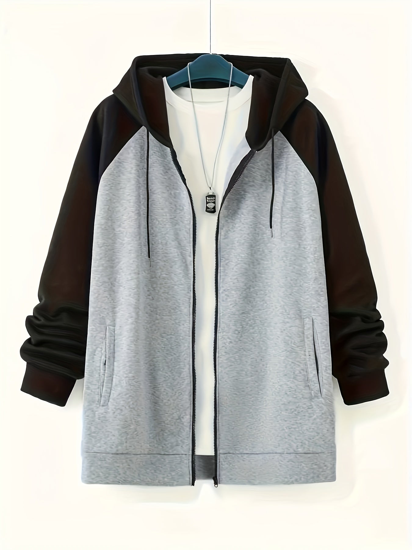 Men's Plus Size Color Block Hoodie with Kangaroo Pocket Casual Streetwear Polyester