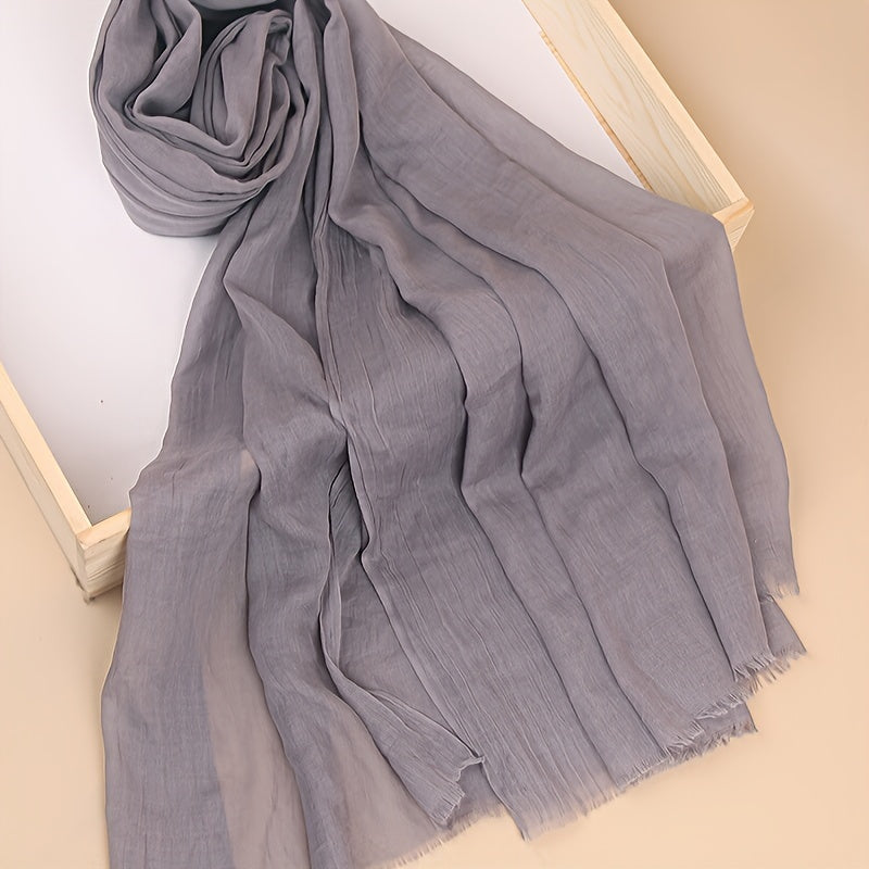 Women's Lightweight Solid Color Scarf Shawl Breathable Soft Polyester Sun Protection