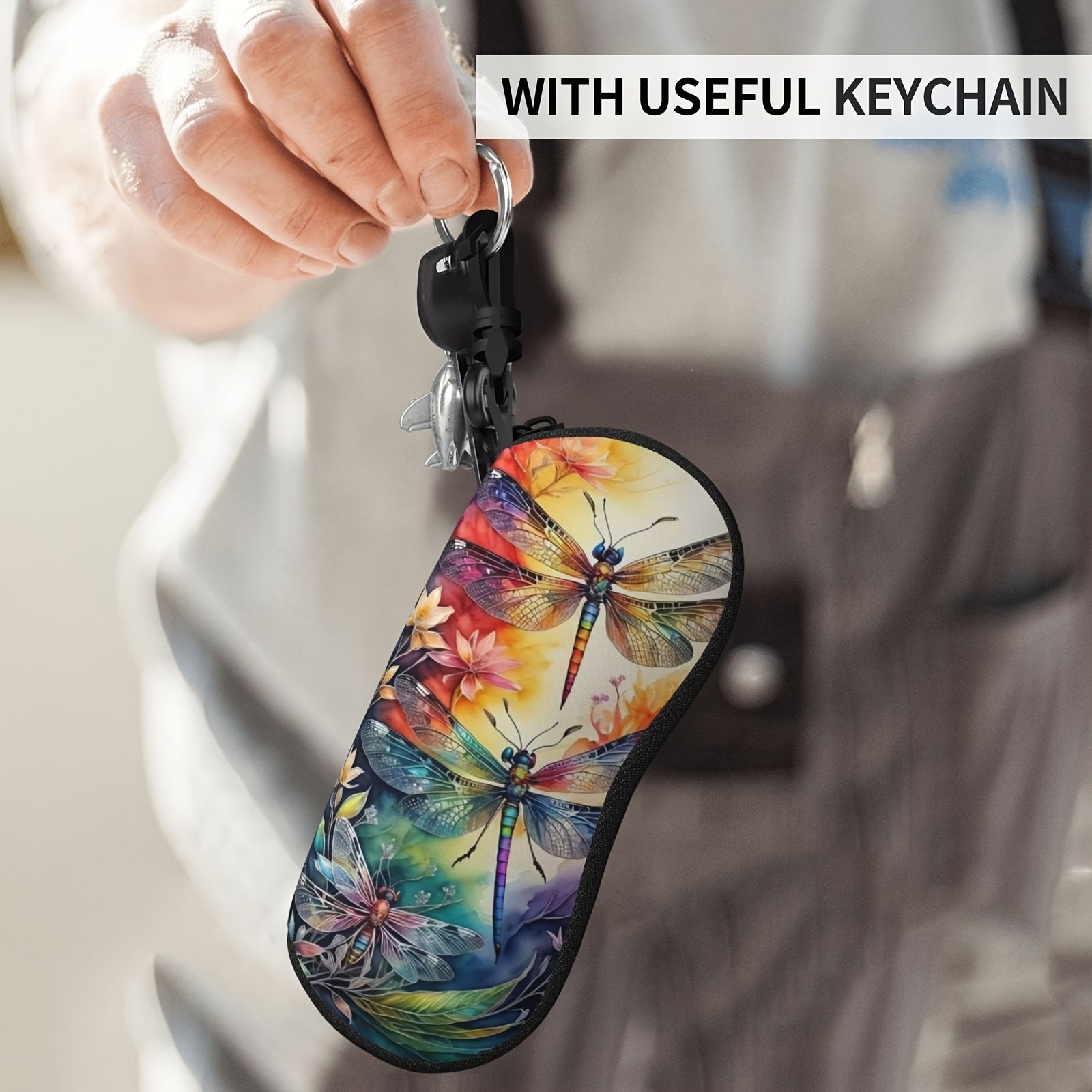 Erkaklar va ayollar uchun neoprendan tayyorlangan ko‘zoynak qutisi, zip va klip bilan, bardoshli himoya sumkasi