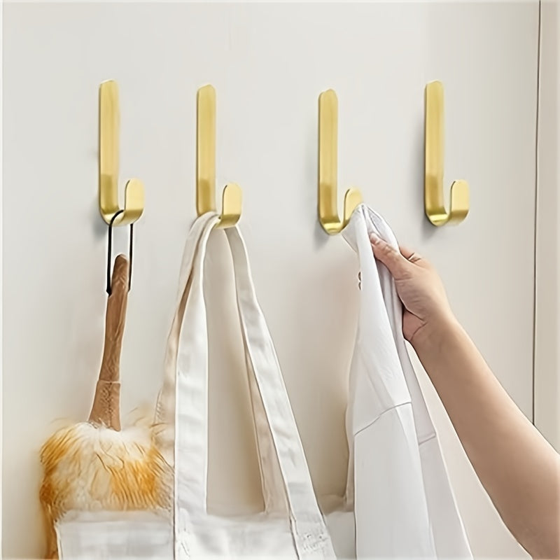 Set of 2 Brass Wall Hooks, Rust-Resistant Coat and Key Organizer