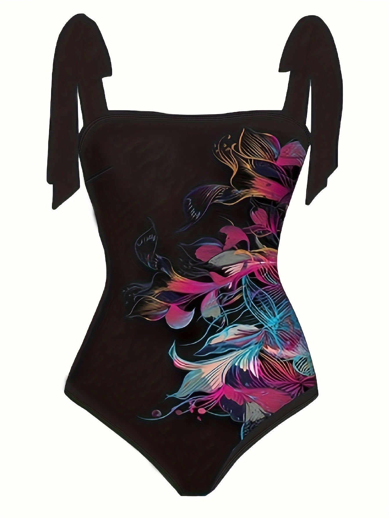 Купальный костюм большого размера с цветочным принтом, с накидкой и бантами на плечах