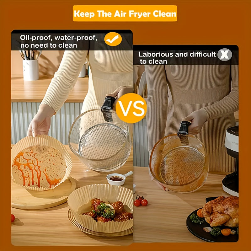 100 Parchment Paper Liners for Air Fryers Non-Stick Round Baking Sheets