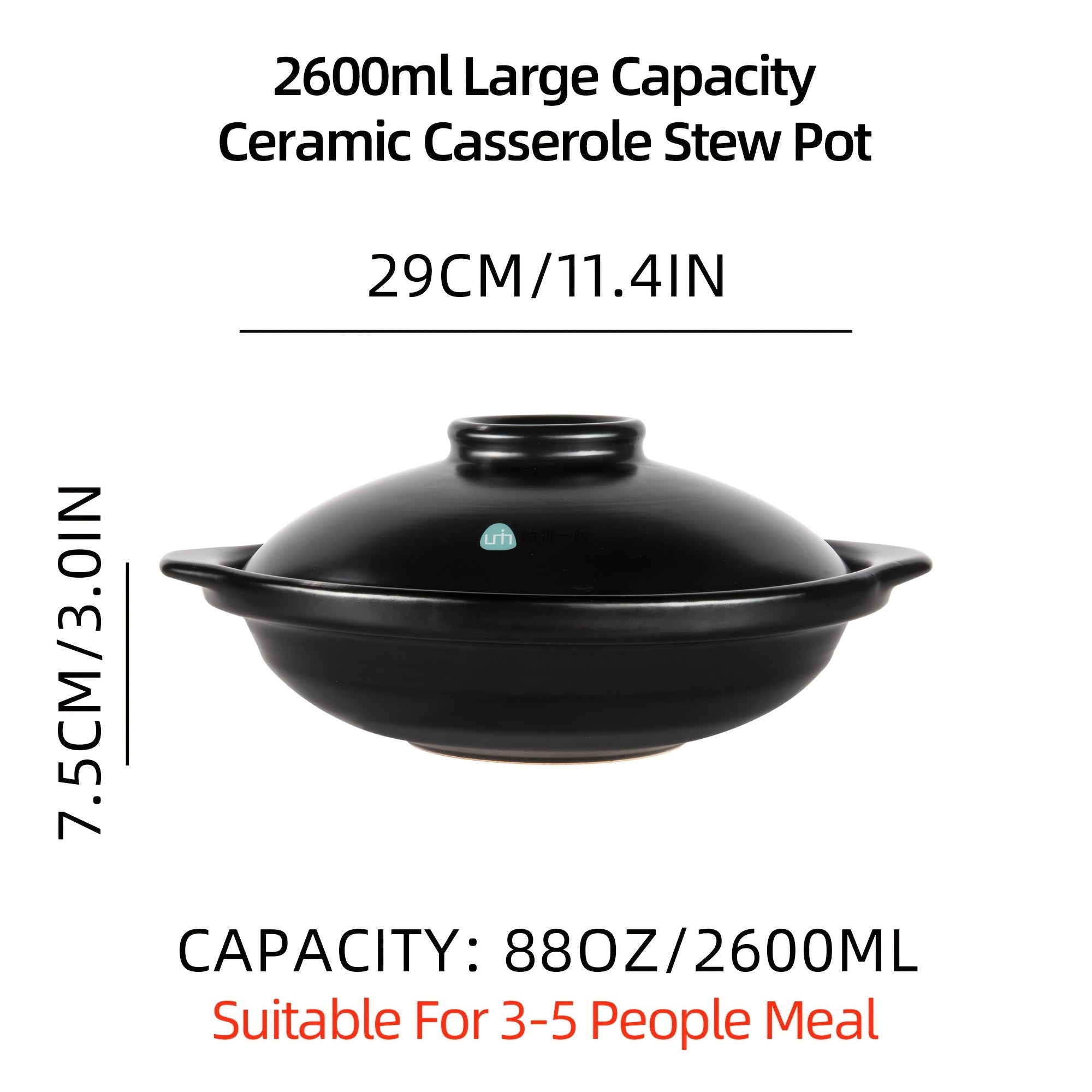 Ceramic Stew Pot Casserole Dish with Lid, Clay Earthen Cookware for Soup and Hot Pot