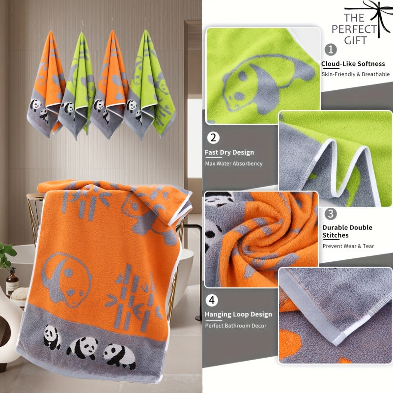 Cute Panda Cartoon Face Towel 25.4x50.8 cm Soft Absorbent Bathroom Hand Towel