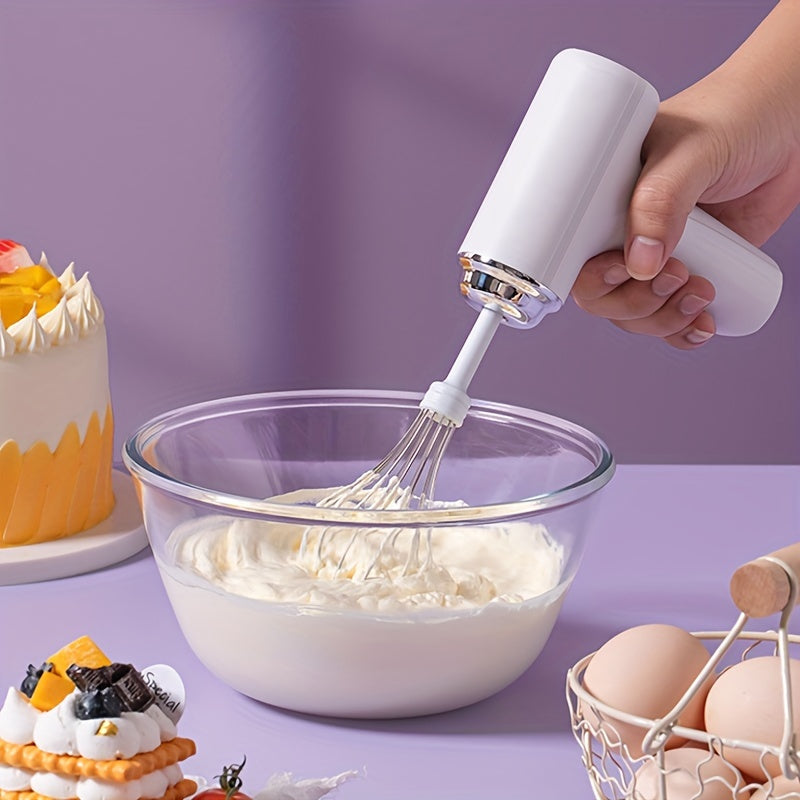Battery-Powered Hand Mixer with Stainless Steel Whisk and 1050 RPM Motor