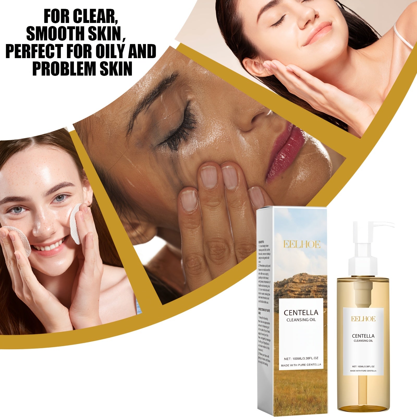 EELHOE Centella Yuqoriga Olish Yuz Tozalash Moyi - Hamma teri turlari, shu jumladan sezgir teri uchun oziqlantiruvchi ingredientlar bilan yumshoq makiyaj olib tashlovchi. Silliq qadoqlash.