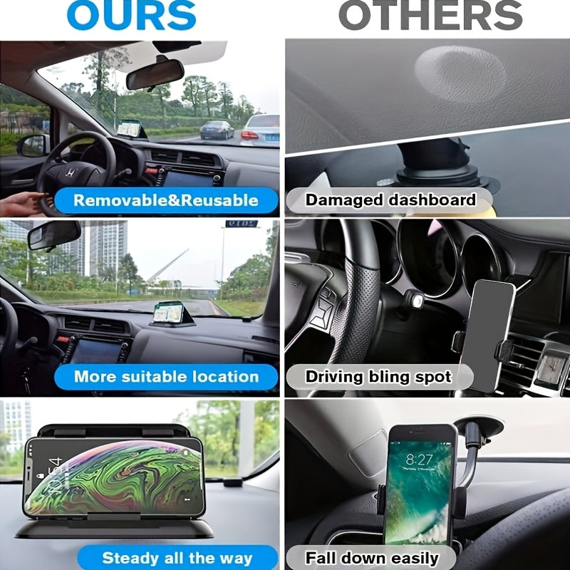 Silicone Car Phone Mount with Adjustable Stand Waterproof Non-Slip Dashboard Holder