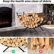 Metall doira shaklidagi yoqilg'i ushlagich, kichik dekorativ ichki/tashqi olov o'chiruvchi log rack, porch va patio uchun yog'och saqlash