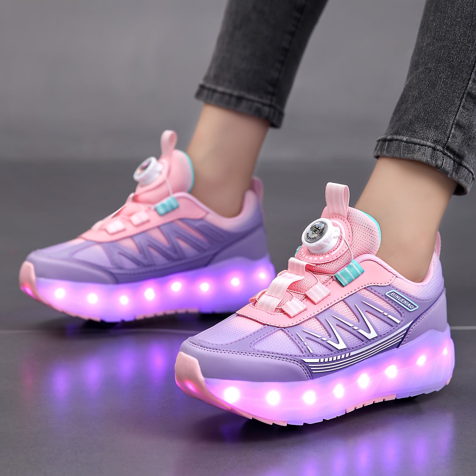 Kids LED Rechargeable Light Up Roller Skates for Boys and Girls Age 14 and Under