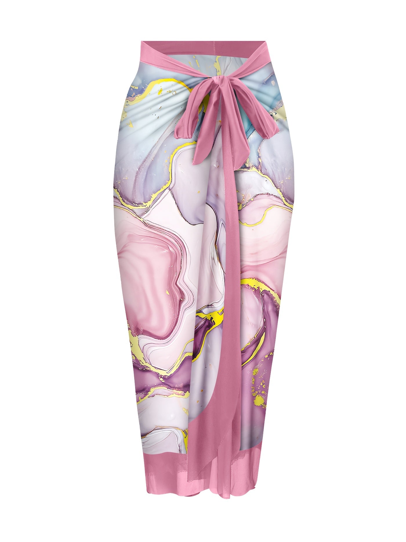 Ocean Marble Gilt Bodysuit and Wrap Skirt Set with Twist Detail