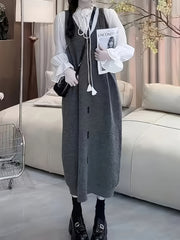 Plus Size Women's Pullover Dress Casual Loose Fit Black Plus Size Dress