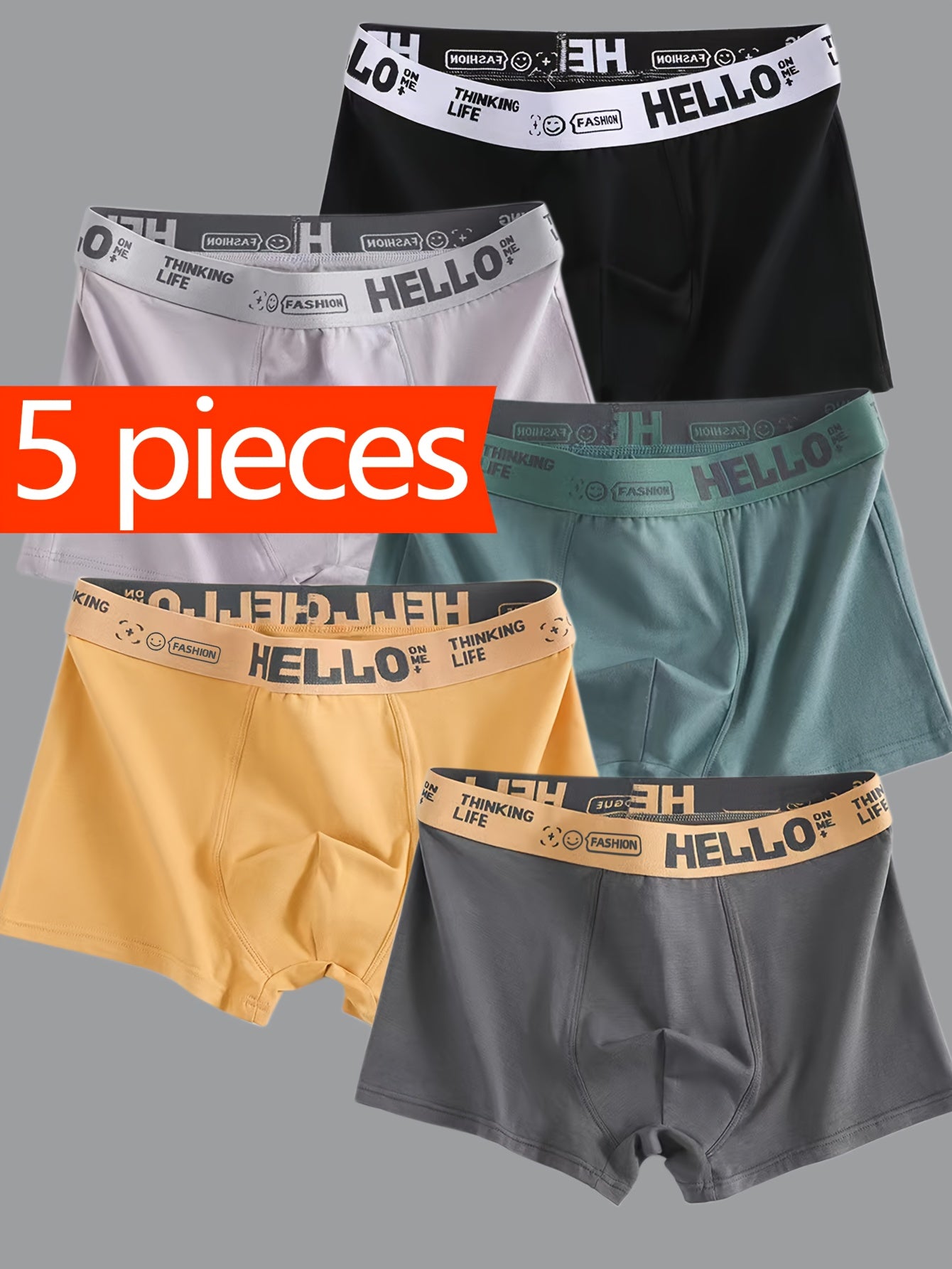 Men's Boxing Shorts Soft Breathable Quick-Dry Elastic Sports Pants Set of Five