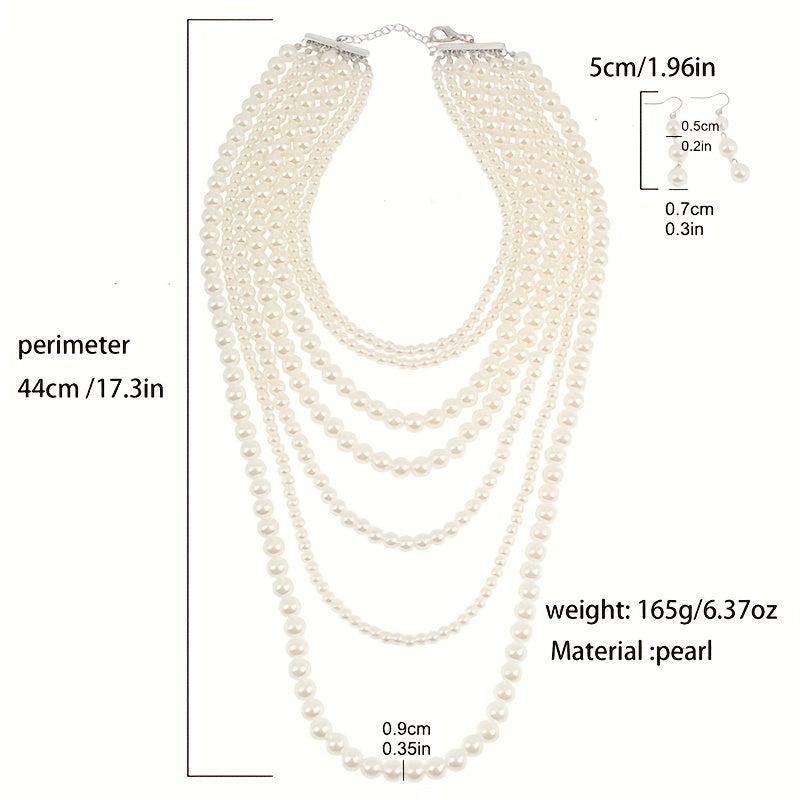 Ayollar uchun zamonaviy qo'l mehnati bilan tayyorlangan ko'p qatlamli soxta marvarid bilaguzuk to'plami - Kumush qoplamali, har qanday tadbir uchun ajoyib - Eng yaxshi do'stlar yoki Onalar kuni uchun mukammal sovg'a