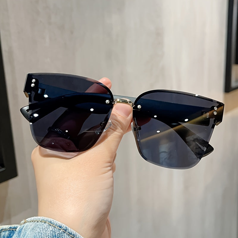 Women’s Cat Eye Fashion Glasses Rimless Gradient Lenses for Beach and Parties