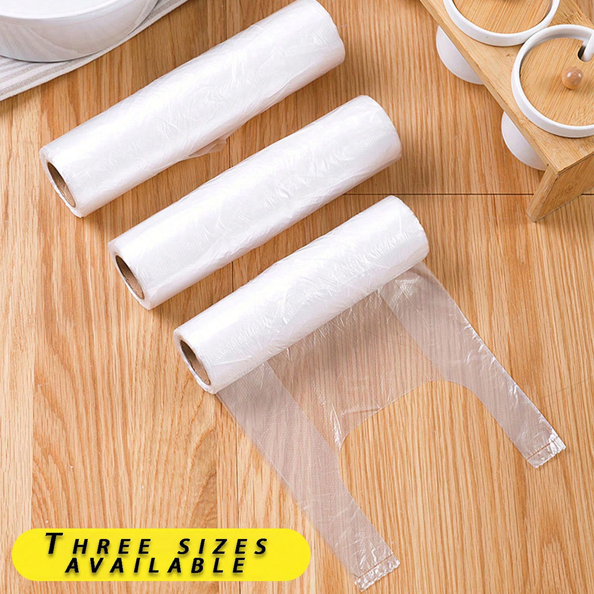 Oziq-ovqat sifatli qalin plastmassadan tayyorlangan 100 ta yangi saqlash sumkasi, vest uslubida oshxona paketlash uchun. Katta, o'rta va kichik o'lchamlarda mavjud. Uy-ro'zg'or saqlash uchun bardoshli PC materialidan tayyorlangan.