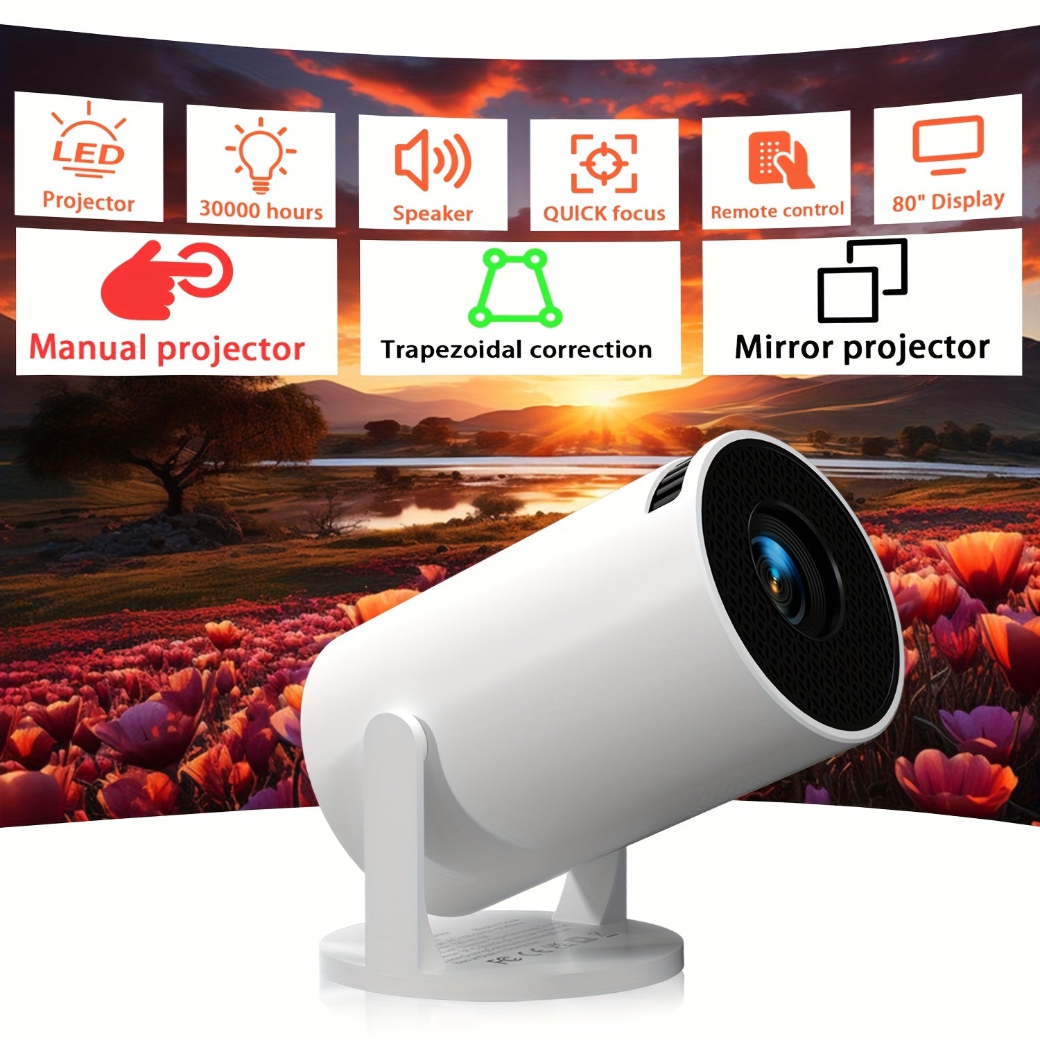 Mini Portable Projector for Home Theater Office and Travel with Built-in Speaker