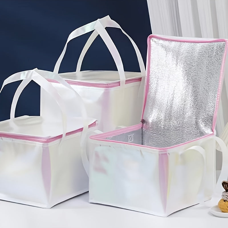 Reusable Insulated Food Delivery Tote Square Metal Foil Food Carrier for Outdoor Dining and Takeout