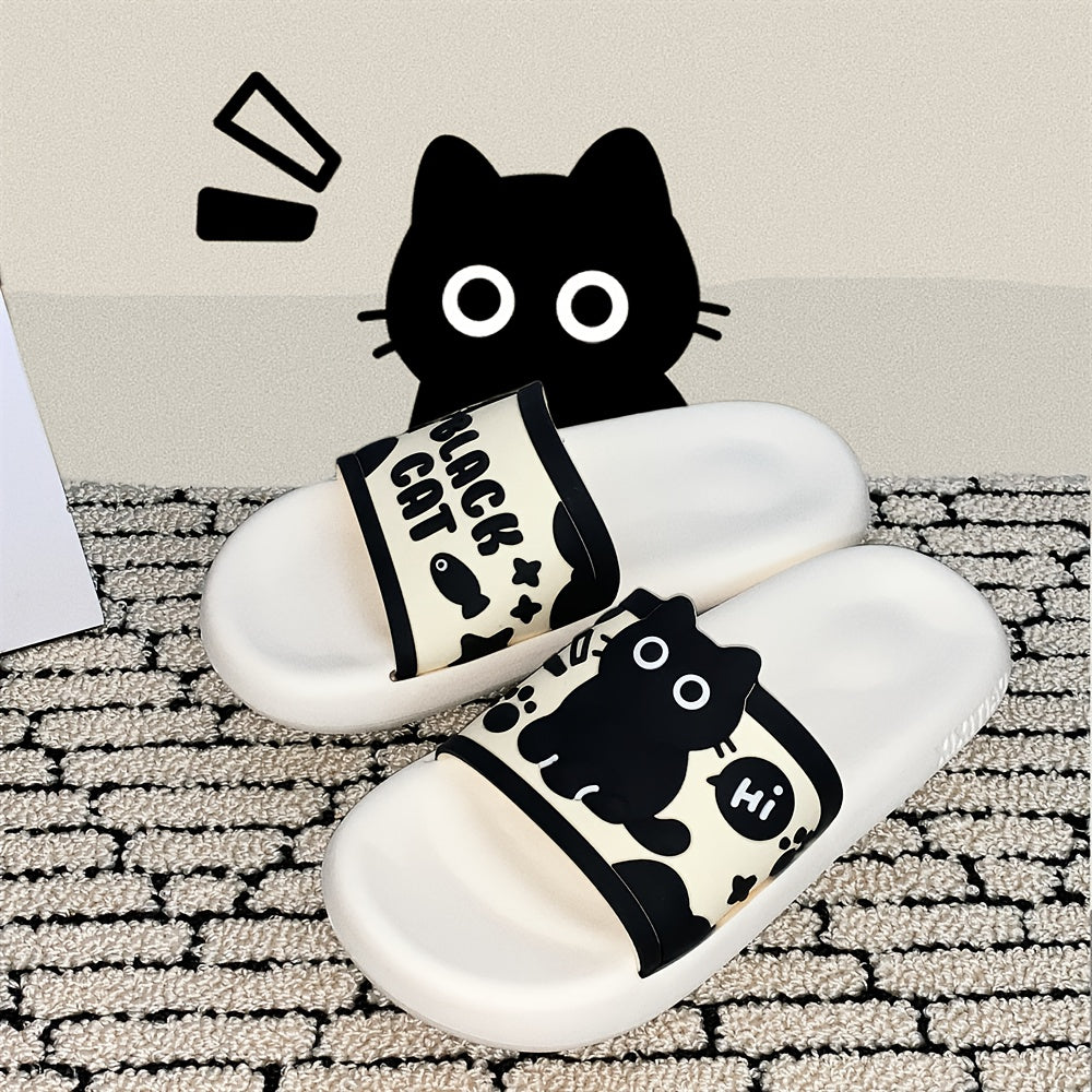 Women Black Cat Cartoon Slides Non-Slip EVA Casual Indoor Outdoor