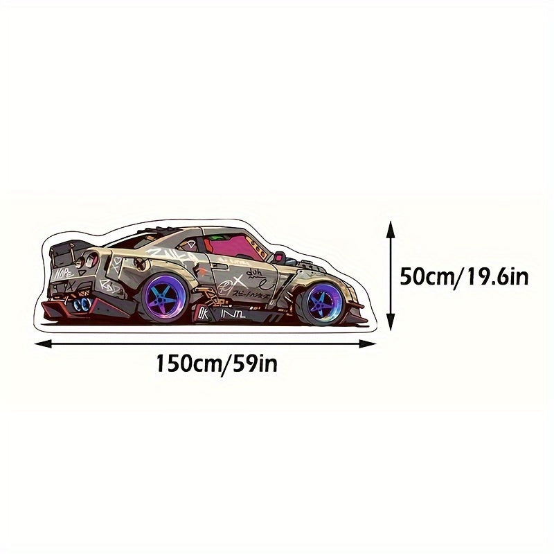 Graffiti Sports Car Shaped Area Rug Non-Slip Washable Indoor Carpet