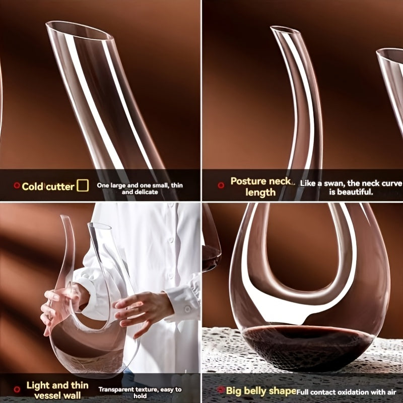 European-Style Crystal Wine Decanter with U-Shaped Harp for Home or Restaurant
