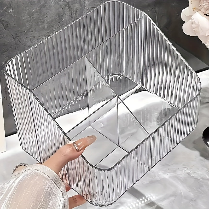 Clear Acrylic Makeup Organizer with Dividers Portable Adjustable Vanity Storage