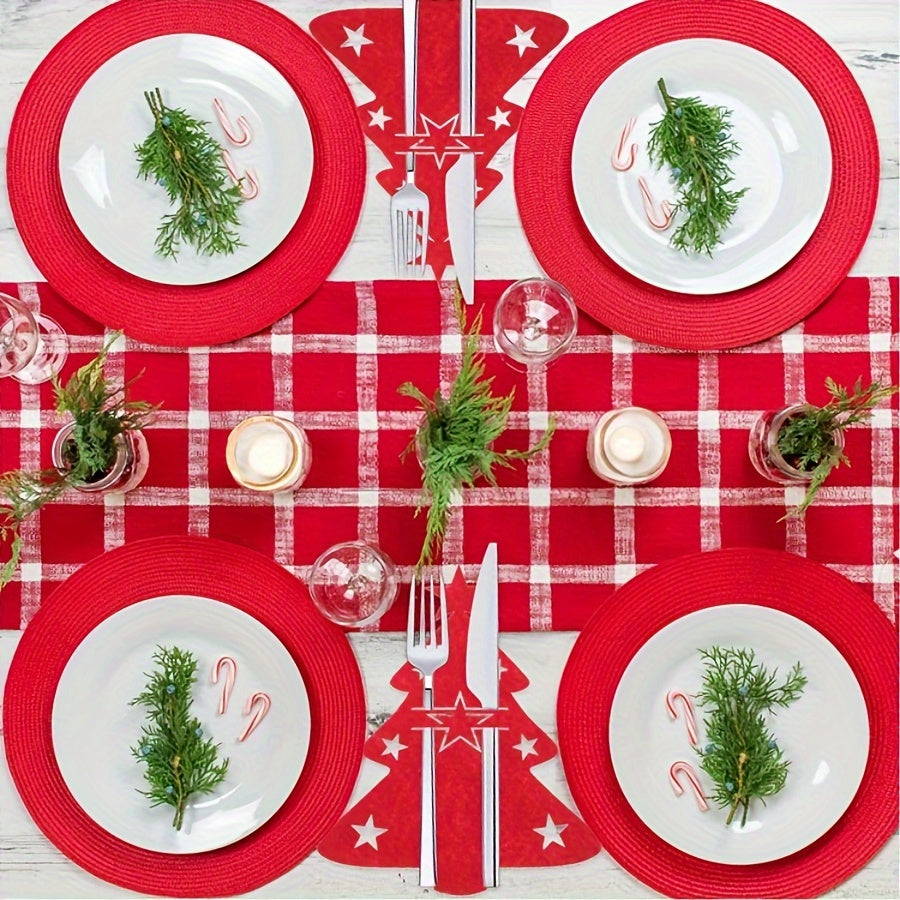 12-Piece Christmas Themed Cutlery Set with Matching Placemat and Table Decor