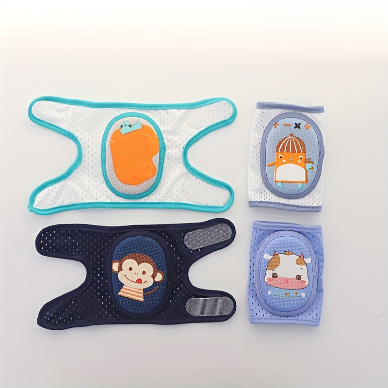 Kids Knee and Elbow Pads Breathable Mesh Non-Slip Safety Gear for Crawling and Learning to Walk Pink Blue Navy