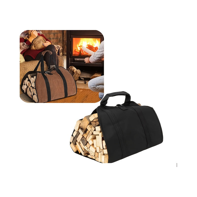 Spacious Firewood Storage Bag with Handles, Durable Outdoor Wood Carrier