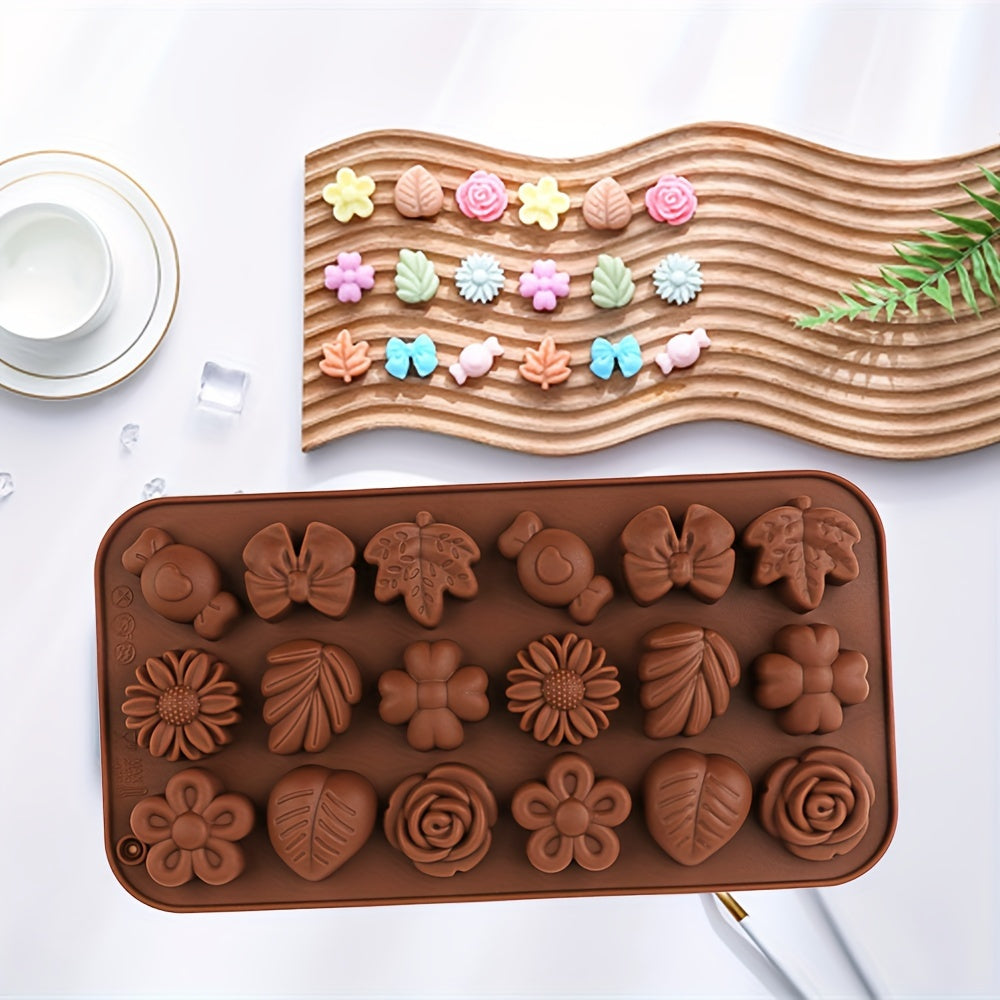 Silicone Chocolate Mold 18 Flower-Shaped Cavities BPA-Free for Candy Baking