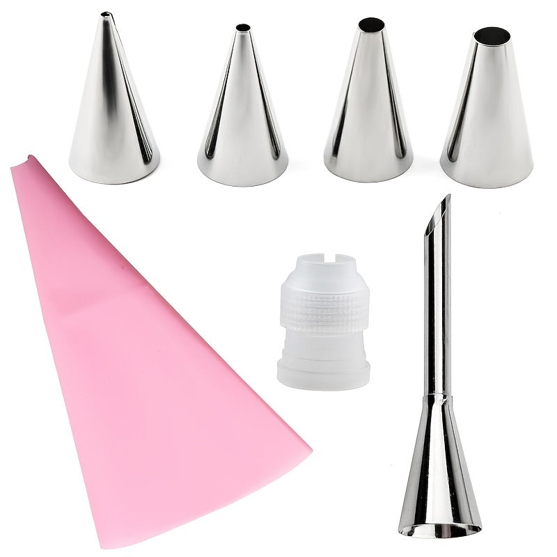 Set of 6 Silicone Pastry Icing Piping Bags and Tips for Cakes and Cupcakes
