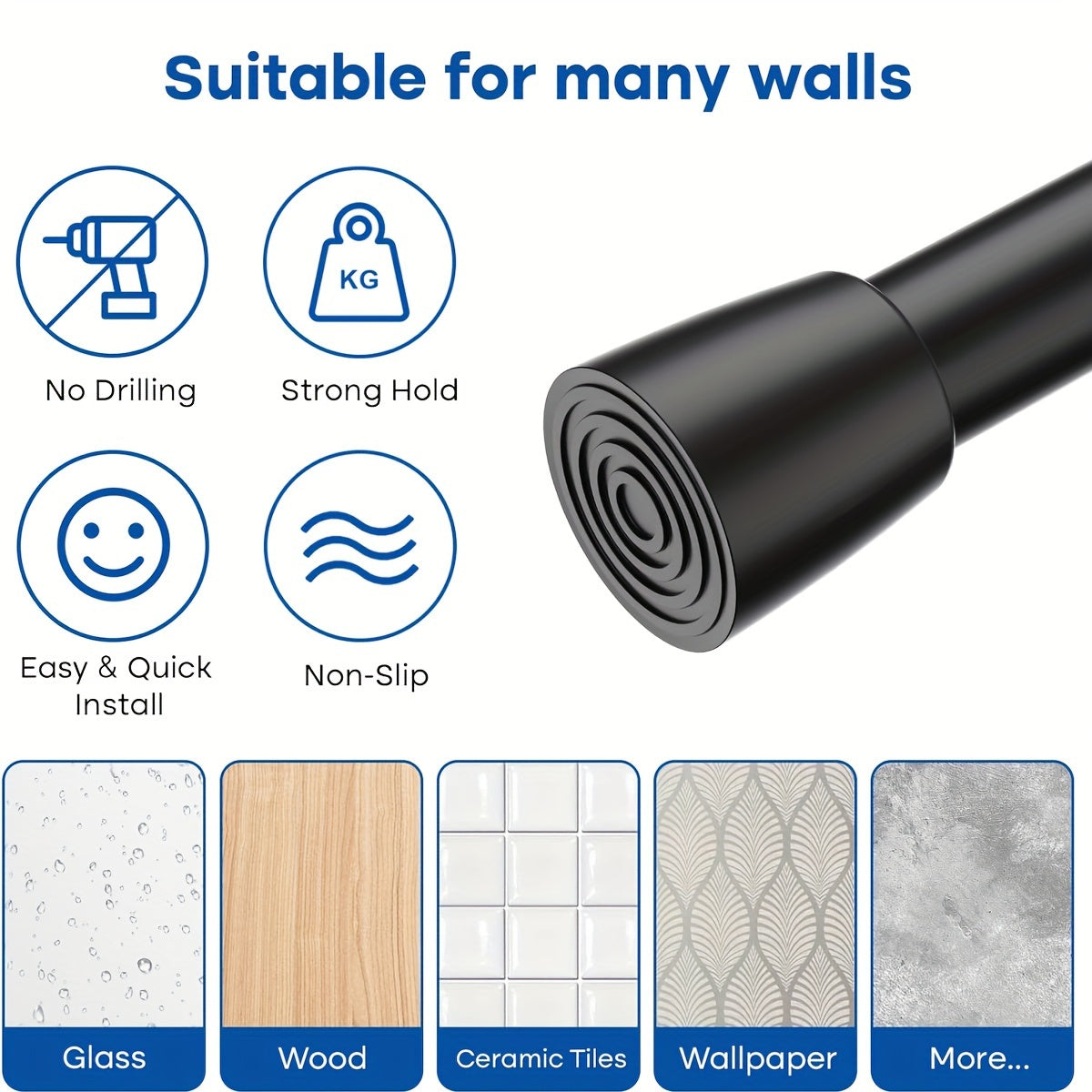 Telescopic Curtain Rod for Shower Clothes Drying Bathroom Accessories Adjustable Length