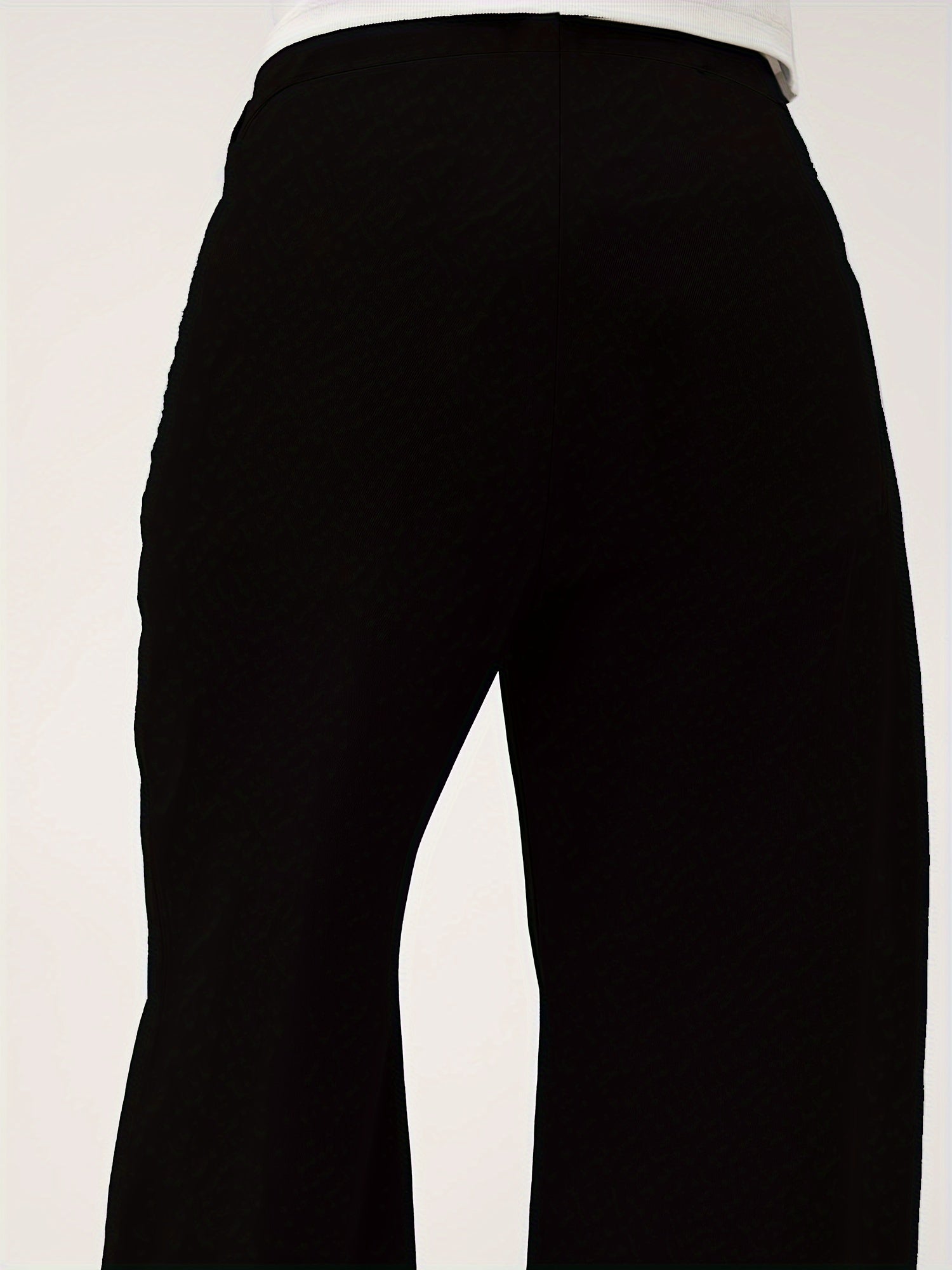 Women's Plus Size Black Stretchy High Waist Straight Leg Pants