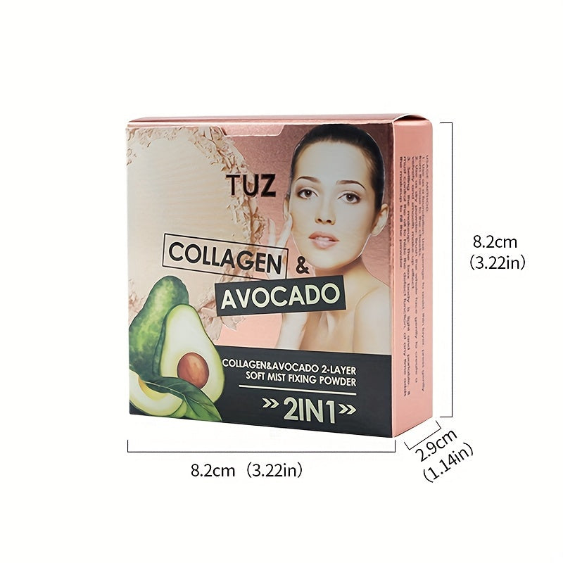 Avocado Collagen Vitamin E Pressed Powder Oil Control Matte Finish All Skin Types