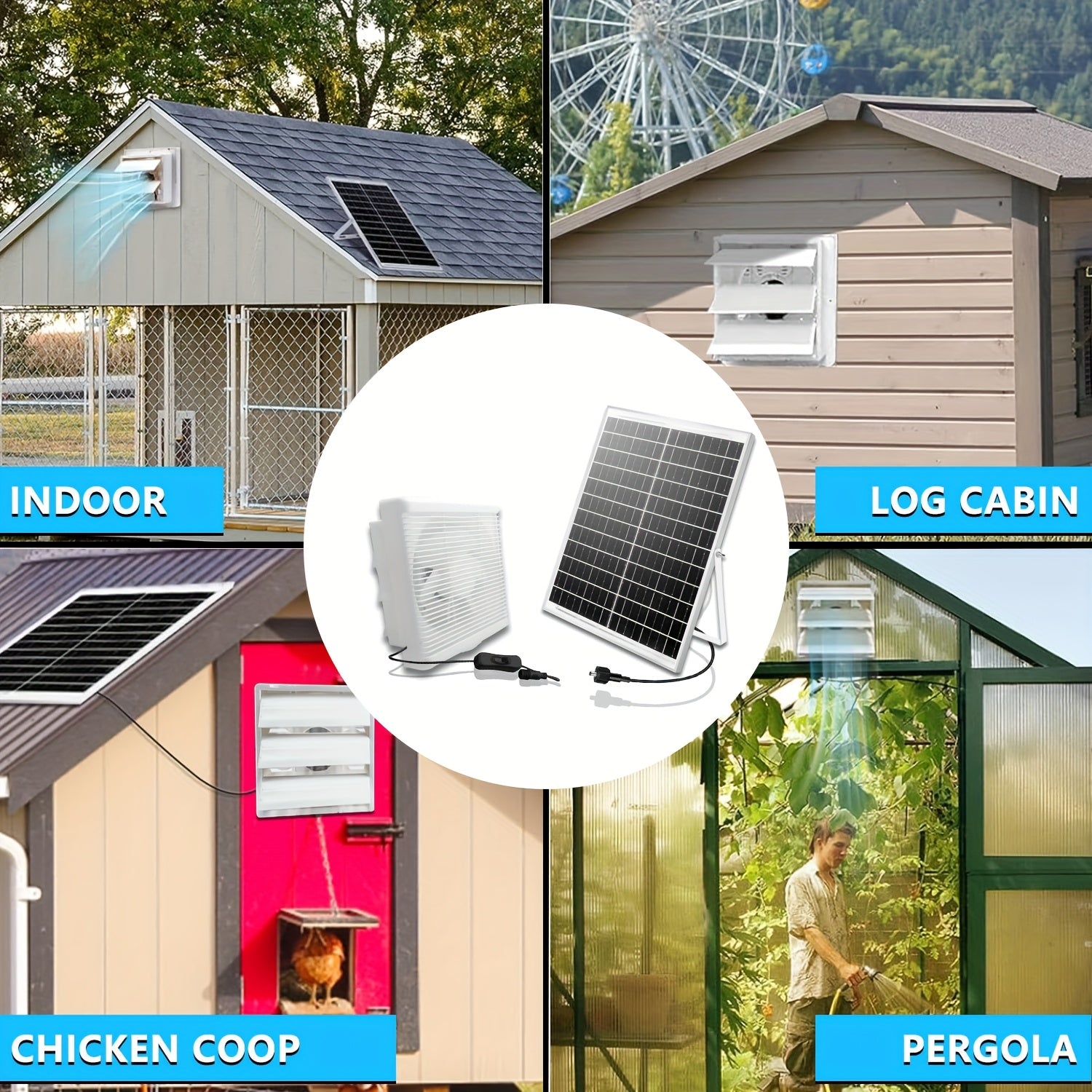 Набор солнечного вытяжного вентилятора 20 Вт, солнечная панель 8 дюймов, вентилятор высокой скорости вентиляции